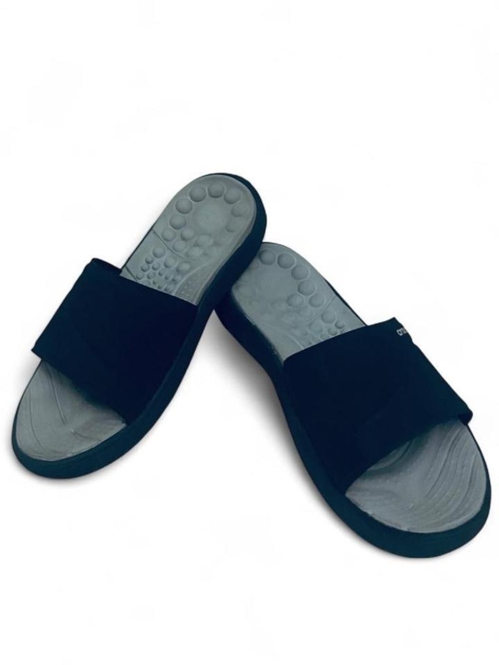 Crocs Reviva Slide Sandals Black Slate Grey Massage Footbed Women's 9